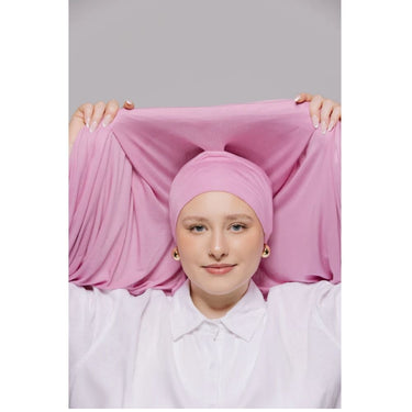 Instant Georgette Hijab with Inner Cap & Magnetic Closure - Blush