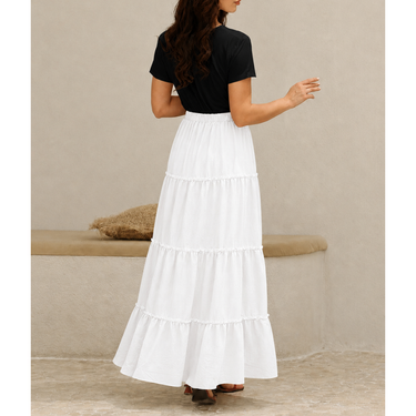 White Tiered Maxi Skirt