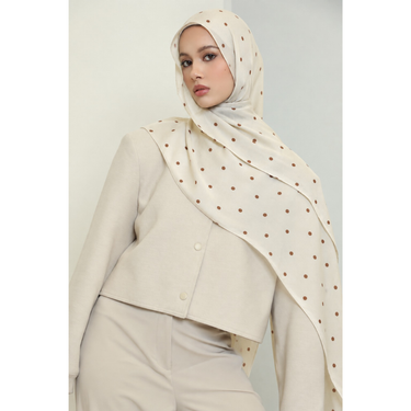 Polka Dot Chiffon Hijab Cream