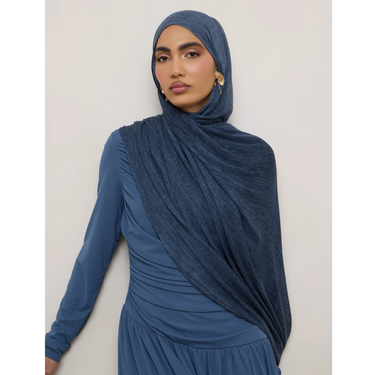 Modal Crinkle Hijab - Navy Blue