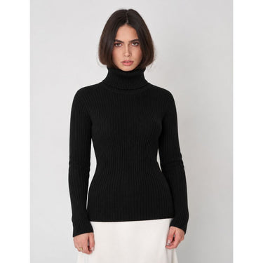 Ribbed Turtleneck Sweater - Black