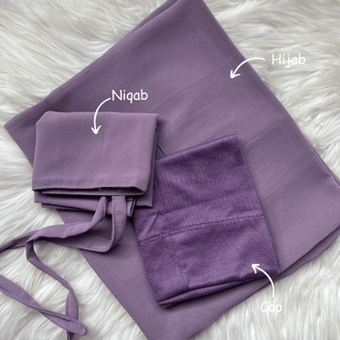 Hijab Niqab & Cap Set - Orchid Oasis