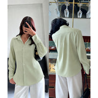 Sage Mist Modest Button-Down Shirt