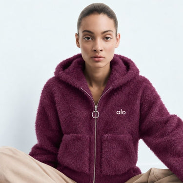 Plush Wool-Blend Zip Hoodie