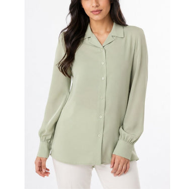 Sage Mist Modest Button-Down Shirt
