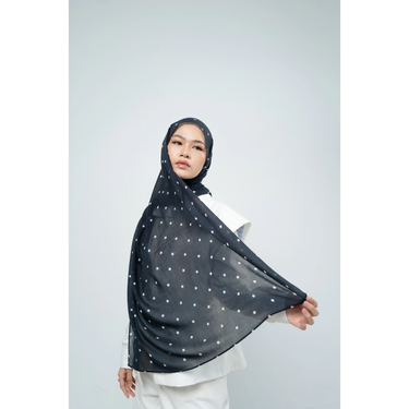 Polka Dot Chiffon Hijab BLACK