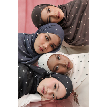 Polka Dot Chiffon Hijab WHITE