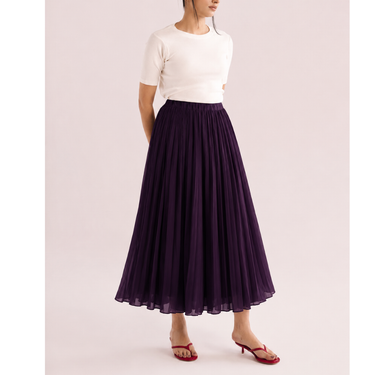 Plum Pleated Skirt