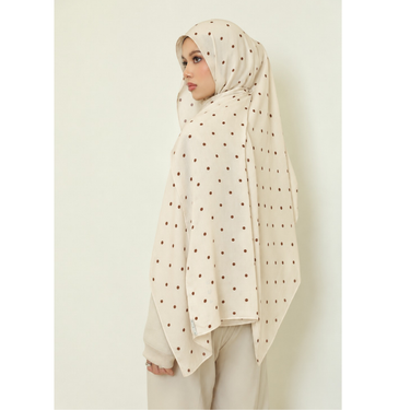 Polka Dot Chiffon Hijab Cream