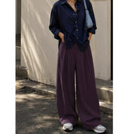 WINE High-Waist Korean Pant with Wide Baggy Fit