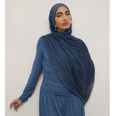 Modal Crinkle Hijab - Navy Blue