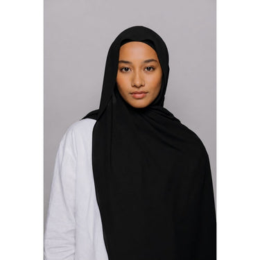 Instant Georgette Hijab with Inner Cap & Magnetic Closure - Black