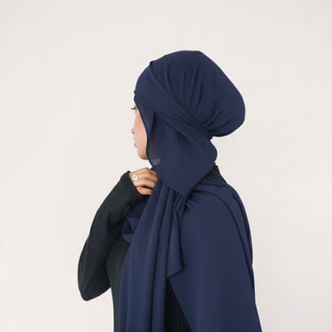 Self Chiffon Hijab - Navy Blue