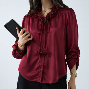 Bordeaux Bloom Satin Top