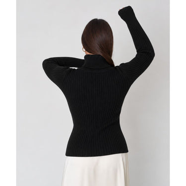 Ribbed Turtleneck Sweater - Black