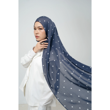 Polka Dot Chiffon Hijab NAVYBLUE