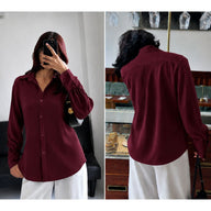 Deep Berry Modest Button-Down Shirt