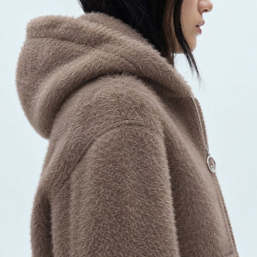 Plush Wool-Blend Zip Hoodie - Cocoa