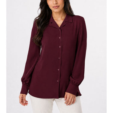 Deep Berry Modest Button-Down Shirt