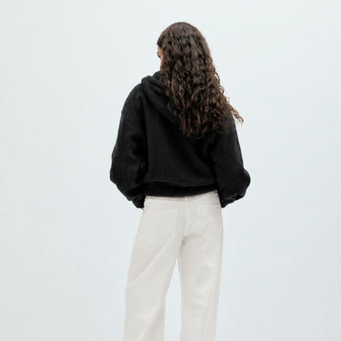 Plush Wool-Blend Zip Hoodie - Onyx