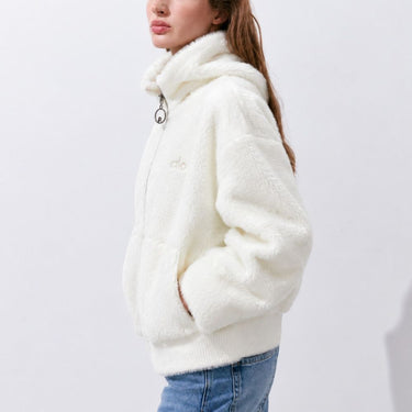 Plush Wool-Blend Zip Hoodie - Ivory