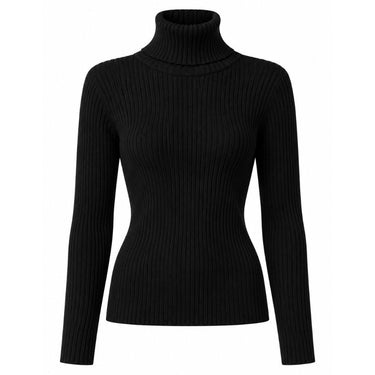 Ribbed Turtleneck Sweater - Black