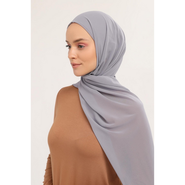 Instant Georgette Hijab With Inner Cap- Silver