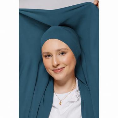Instant Georgette Hijab with Inner Cap & Magnetic Closure - Zinc
