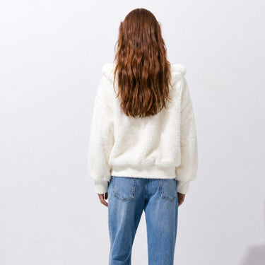 Plush Wool-Blend Zip Hoodie - Ivory