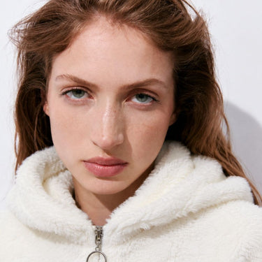 Plush Wool-Blend Zip Hoodie - Ivory