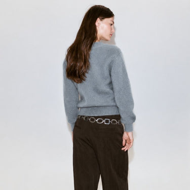 Fuzzy Knit Crewneck Sweater - Heather Grey