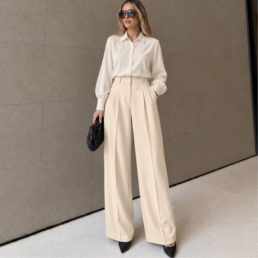 Beige Waist Tailored Pants