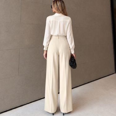 Beige Waist Tailored Pants