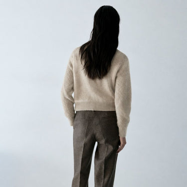 Fuzzy Knit Crewneck Sweater - Oatmeal
