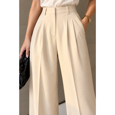 Beige Waist Tailored Pants