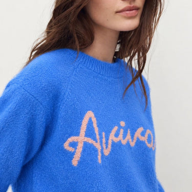 Fuzzy Knit Crewneck Sweater - Cobalt Blue