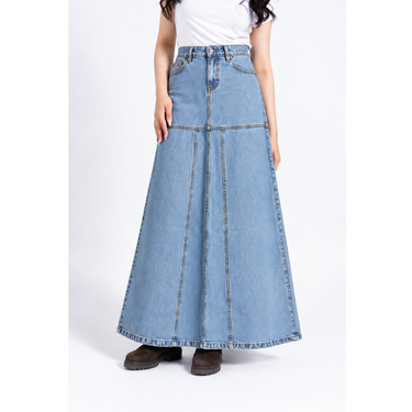 SKY BLUE FLARED DENIM SKIRT