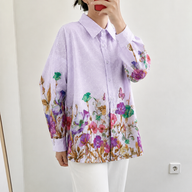 FLORAL EMBRIODED BUTTON DOWN SHIRT ORCHID