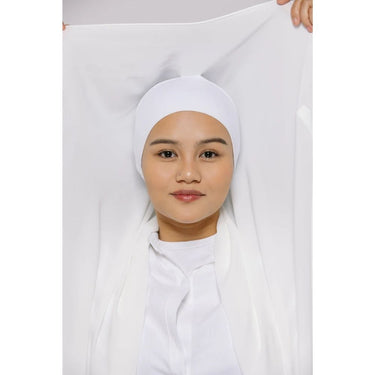 Instant Georgette Hijab with Inner Cap & Magnetic Closure - White