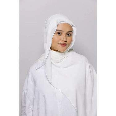 Instant Georgette Hijab with Inner Cap & Magnetic Closure - White