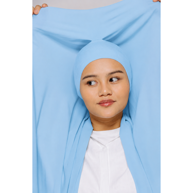 Instant Georgette Hijab with Inner Cap & Magnetic Closure - SKY