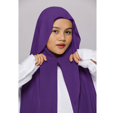 Instant Georgette Hijab with Inner Cap & Magnetic Closure - PURPLE