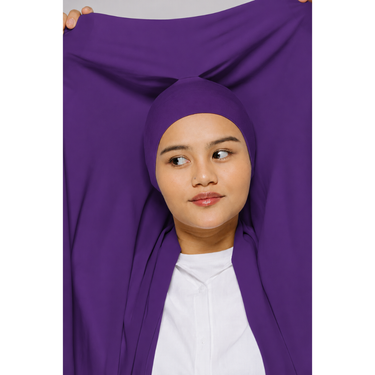 Instant Georgette Hijab with Inner Cap & Magnetic Closure - PURPLE
