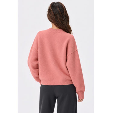 Fuzzy Knit Crewneck Sweater - Dusty Rose
