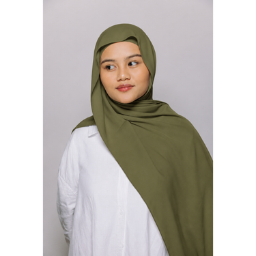 Instant Georgette Hijab with Inner Cap & Magnetic Closure - OLIVE