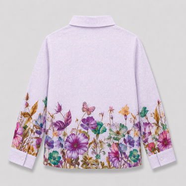 FLORAL EMBRIODED BUTTON DOWN SHIRT ORCHID