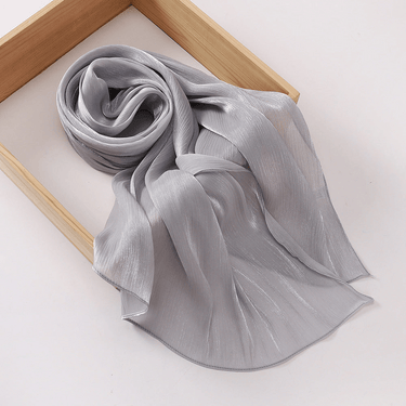 Organza Silk Hijab - Silver