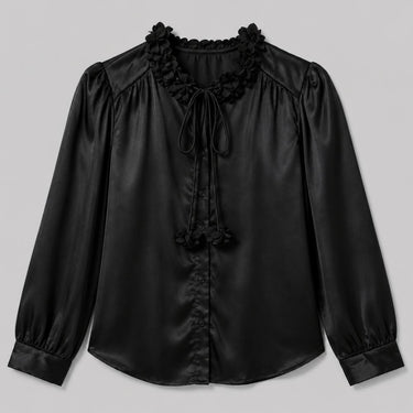 Midnight Blossom Satin Top