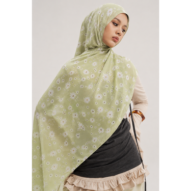 PRINTED CHIFFON - Floral Scarf Painted Dahlia