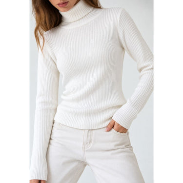 Ribbed Turtleneck Sweater - Optic White
